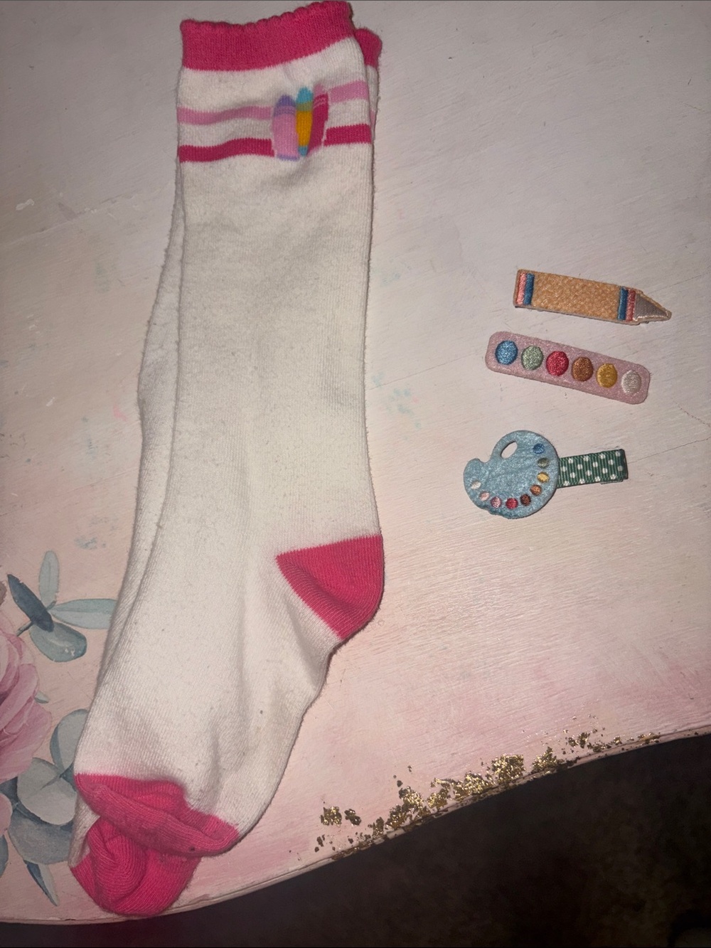 Girl Crayon Crew Socks - Matilda Jane 3pc  Art Hair Clip set